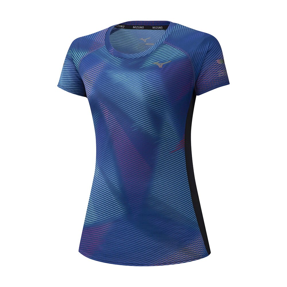 Mizuno Women's T-Shirts Aero Graphic Blue - HEPFKQT-83